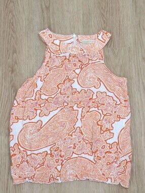 Michael Kors Orange and Pink Paisley Sleeveless Top